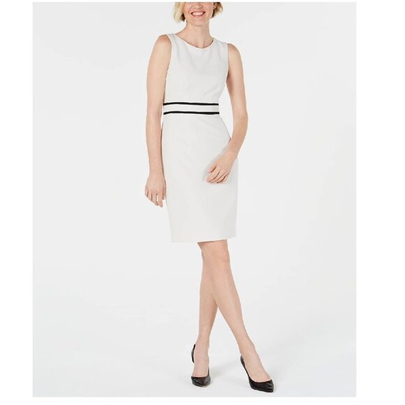 Kasper Petite Contrast-Trim Sheath Dress - Picture 1 of 7